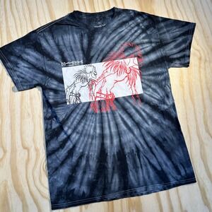 Death Note Ryuk Graphic Tie Dye T-Shirt Mens Small Black Grey Anime Tee